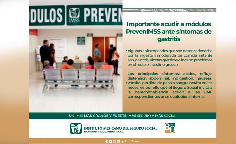 Invita IMSS Hidalgo Acudir a Módulos Prevenimss Ante Síntomas de Gastritis
