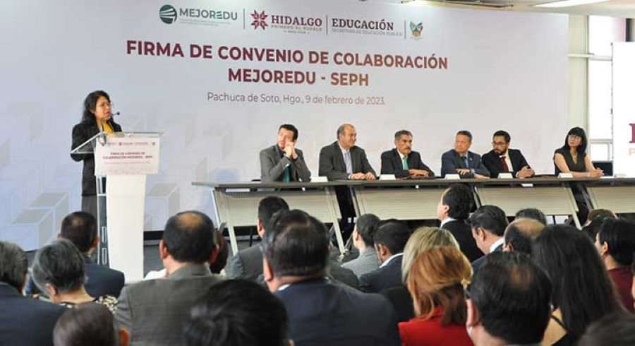 MEJOREDU e Hidalgo Firman Convenio Para Contribuir a La Mejora Continua de la Educación Básica y Media Superior de Esa Entidad