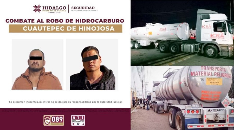 Asegura  SSPH  Dos Pipas en el “Aserradero” de Cuautepec con Más de 55 Mil Litros de Combustible; Hay Dos Detenidos