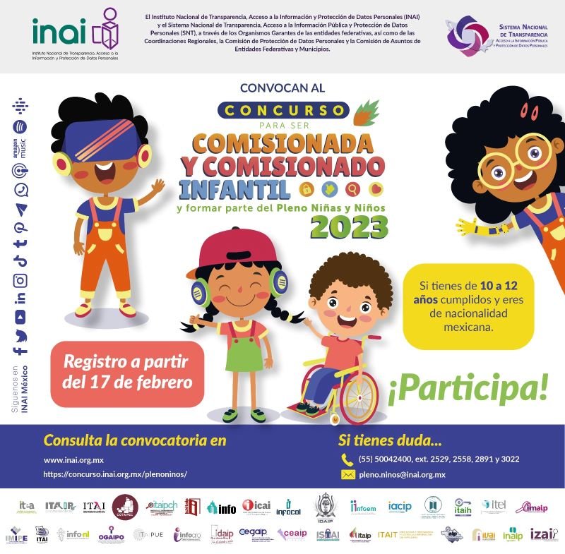 Este 2 de Junio Cierra La Convocatoria Para Participar en el “Concurso Para Ser Comisionada y Comisionado Infantil y Formar Parte del Pleno Niñas y Niños 2023”