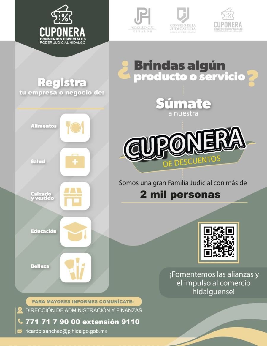 Invita Poder Judicial a Sumarse a “Cuponera de Descuentos del Poder Judicial”.