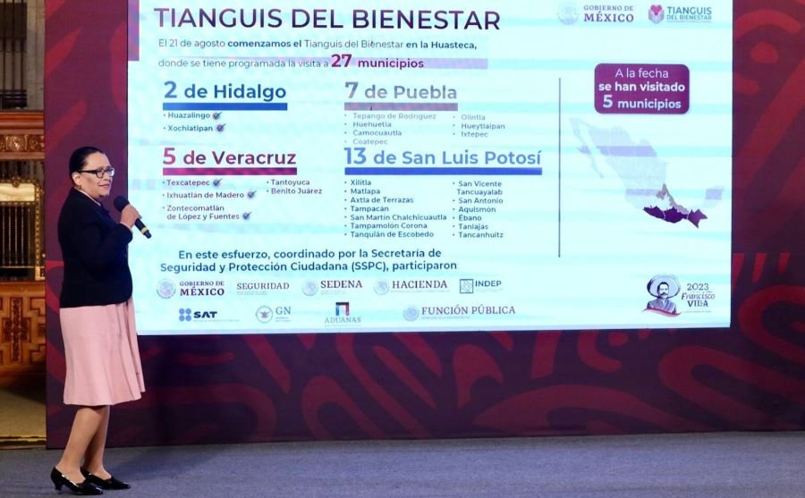Entrego Tianguis de Bienestar a la Huasteca hidalguense,111 mil 460 bienes de primera necesidad