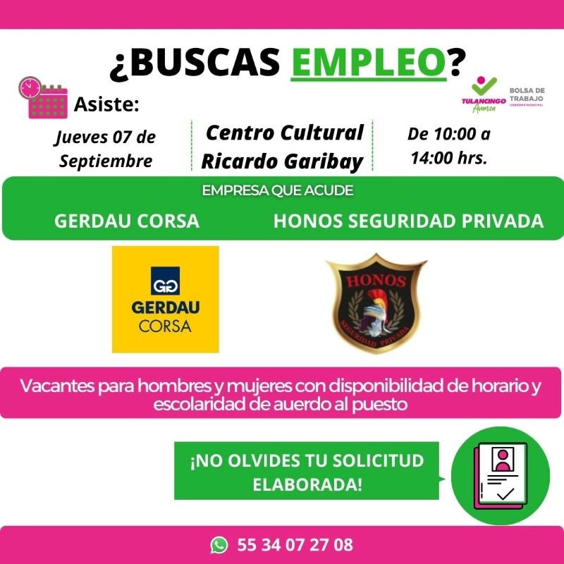 Este Jueves Se Realizará Día por el empleo 35, en Explanada del Centro Cultural Ricardo Garibay