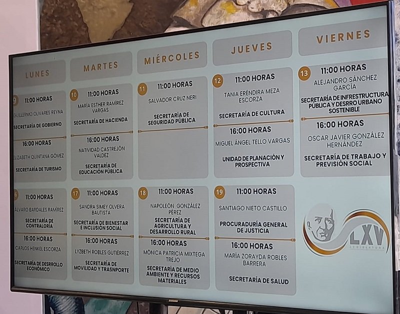 Reitera el Congreso Local las Comparecencias Inician el Lunes 9 con el Secretario General de Gobierno