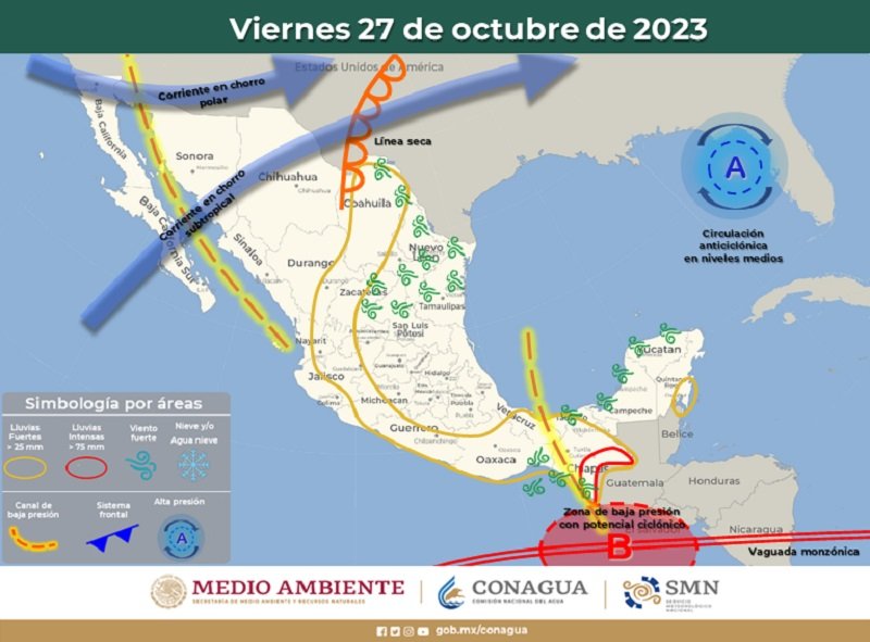 Servicio Meteorológico Nacional Pronostica Lluvias en Hidalgo a Consecuencia del Huracán Otis