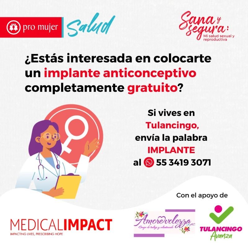 Efectuaran Campaña de Colocación de Implantes Anticonceptivos Gratuitos en Tulancingo