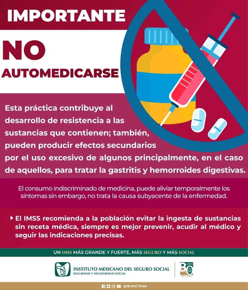 Advierte IMSS Hidalgo Sobre Consecuencias de Automedicación