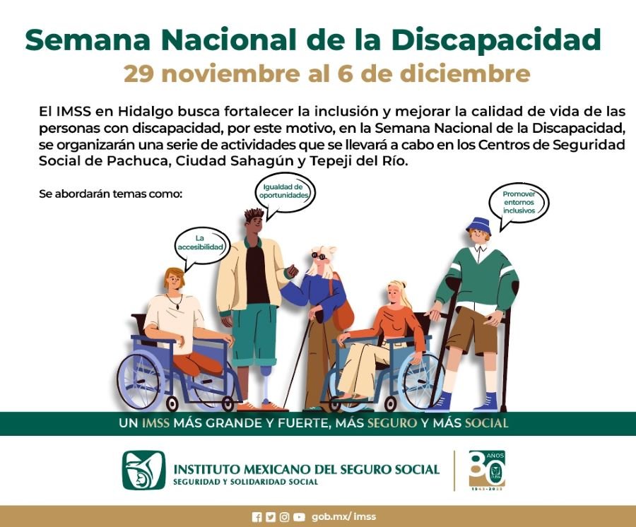 Promueve IMSS Hidalgo Inclusión en Semana Nacional de la Discapacidad