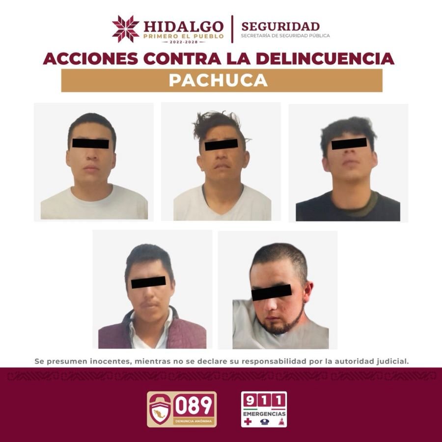 Detiene SSPH a Cinco Personas Vinculadas Con Robos Violentos a Transporte en Carreteras y Abigeato