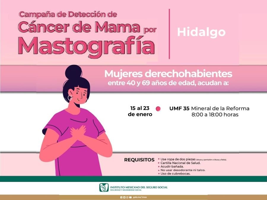 IMSS Jornada de Mastografías del 15 al 23 de Enero, a Mujeres de 40 a 69 Años