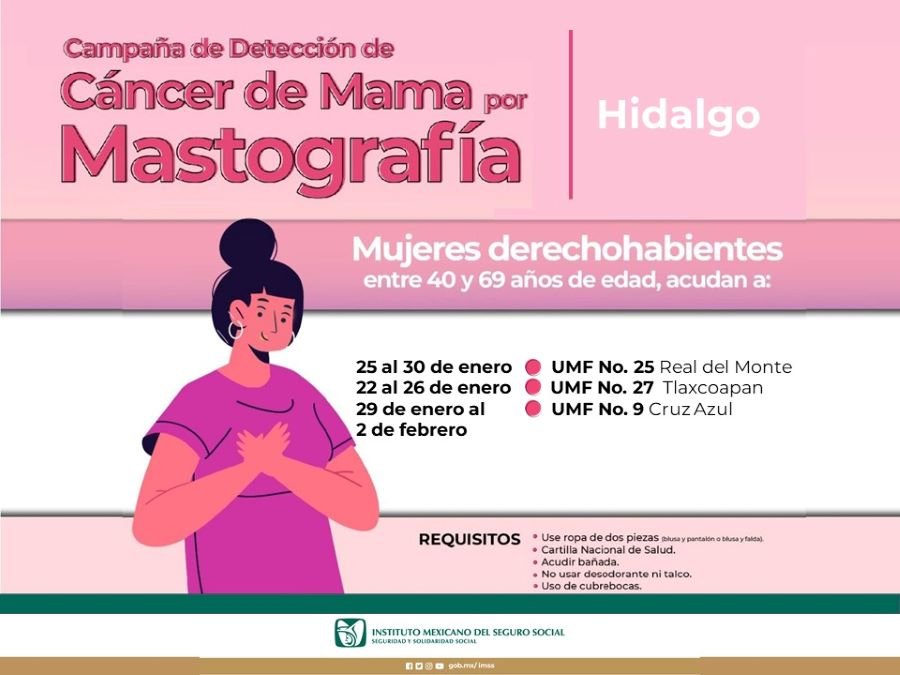 Invita IMSS Hidalgo a Mujeres a Acudir a Jornadas de Mastografías en Unidades Móviles