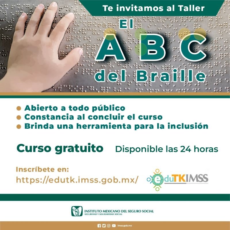 Ofrece IMSS Hidalgo Curso de Braille En Plataforma EduTKIMSS