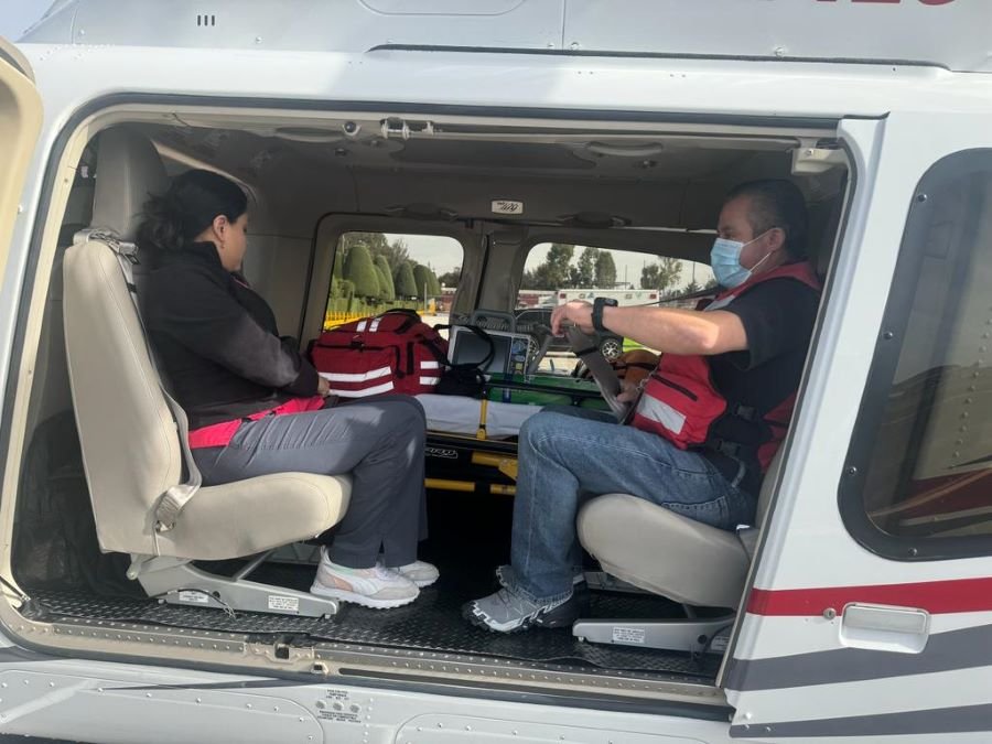 CRUMH Realizó Traslado Aéreo de un Paciente Pediátrico de 2 Meses de Vida Desde Huejutla al Hospital del Niño DIF