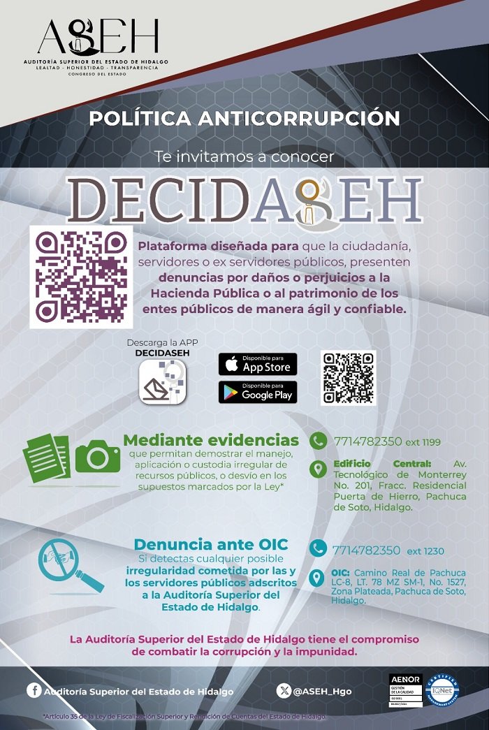ASEH Presenta “DECIDASE”, Plataforma Diseñada Para Facilitar el Proceso de Presentación de Denuncias Por Presuntos Daños o Perjuicios a la Hacienda Pública