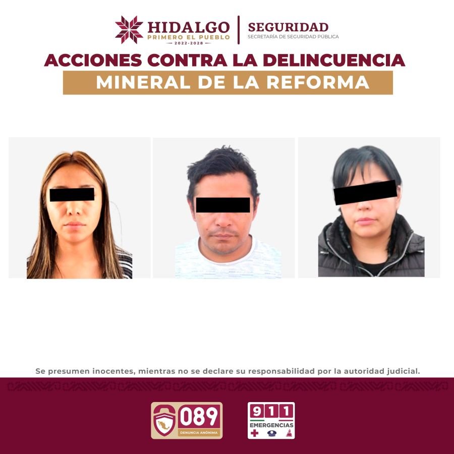 SSPH Asegura a Tres Personas y Decomisan Más de 350 Dosis de Diferentes Drogas en Mineral de la Reforma