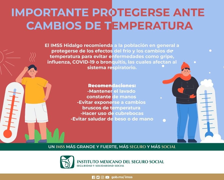 Impulsa IMSS Hidalgo Medidas Preventivas Ante el Clima Frío y Los Cambios de Temperatura