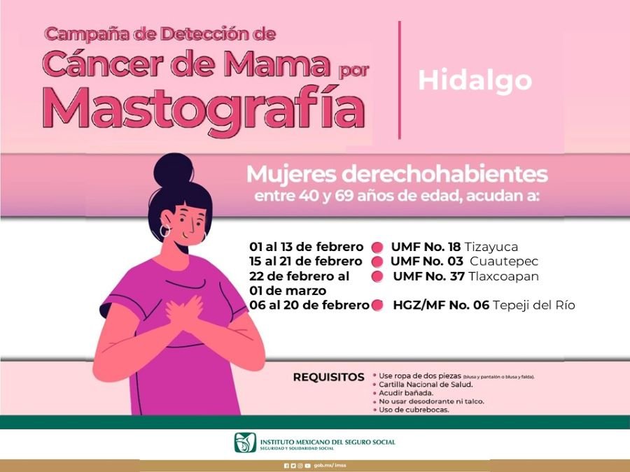 Lleva a cabo IMSS Hidalgo Jornadas de Mastografías en Unidades Móviles Durante el mes de Febrero