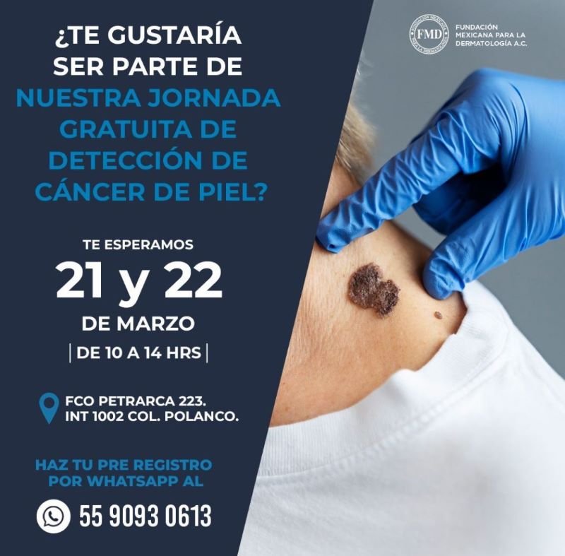 Anuncia la Fundación Mexicana para la Dermatología Jornadas Gratuitas de Detección de Cáncer de Piel en la Ciudad de México