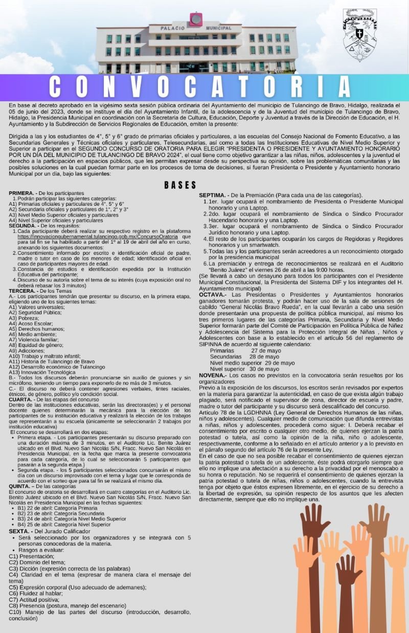 Comenzó Difusión de Convocatoria Para Elección Del Presidente o Presidenta y Ayuntamiento Honorario por un día 2024.