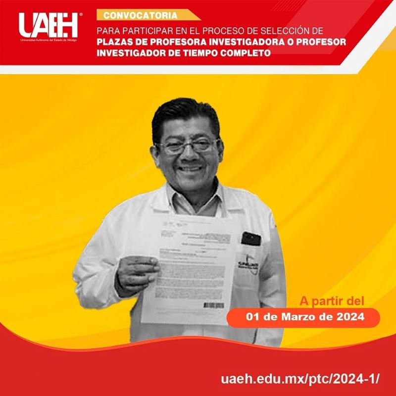 Invita UAEH a Participar en Convocatoria Para Profesor Investigador