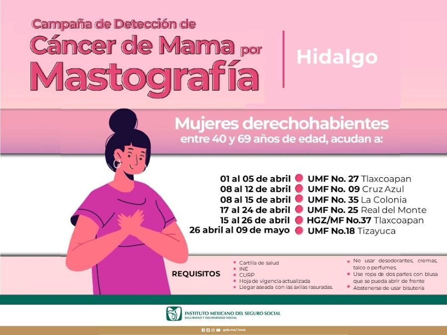 Realiza IMSS Hidalgo Jornadas de Mastografías en Unidades Móviles Durante el mes de Abril