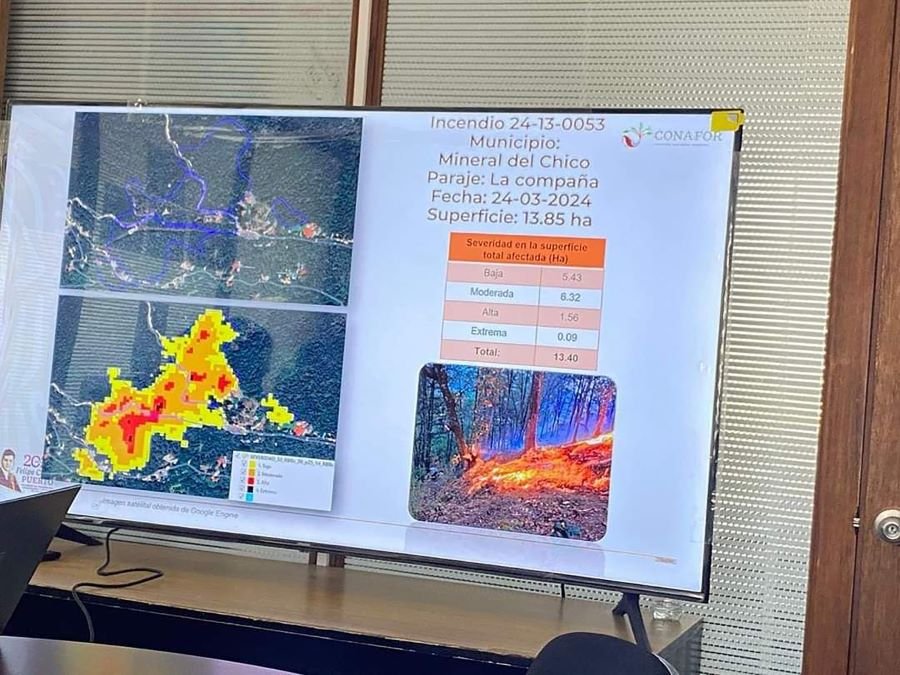 Reporte actualizado de incendios forestales en Hidalgo