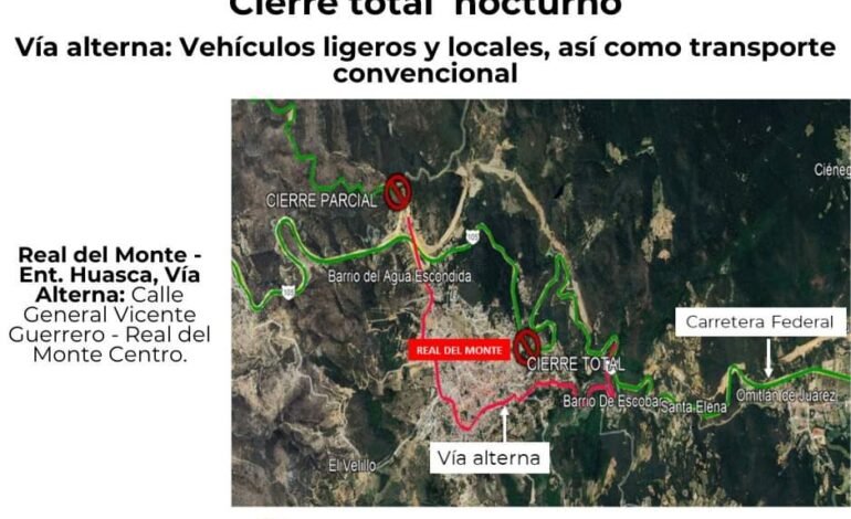 Cierres Nocturnos en la Carretera Pachuca-Huejutla