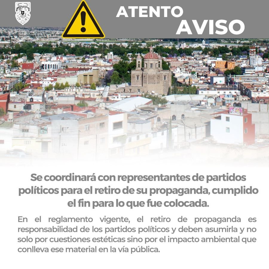 Dirección de Licencias se coordinará con representantes de partidos políticos para el retiro de su propaganda.