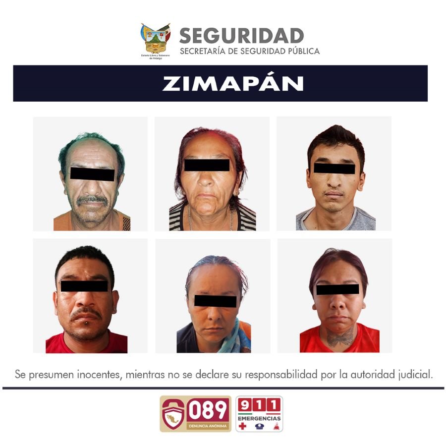 En Operativo Simultaneo SSPH Asegura a 7 Personas y Más de 4 Mil Dosis de Presunta Droga en Zimapán