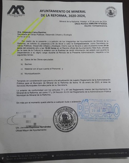Regidores de Mineral de La Reforma Piden Cuentas Claras a Obras Públicas y Aguinaldo Rosa