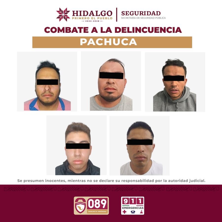 Desarticula SSPH a Banda Delictiva Implicada en Robos y Narcomenudeo en Municipios de Hidalgo
