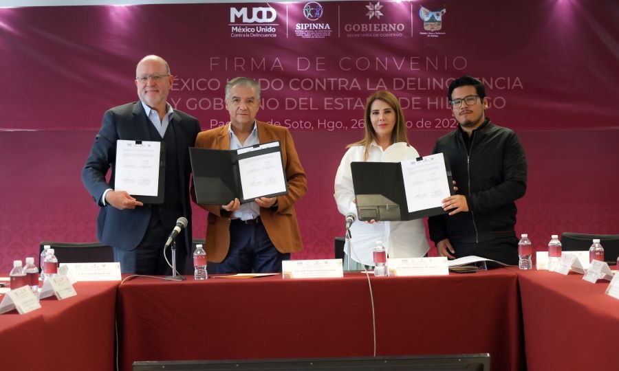 Gobierno de Hidalgo y México Unido Contra la Delincuencia signan convenio