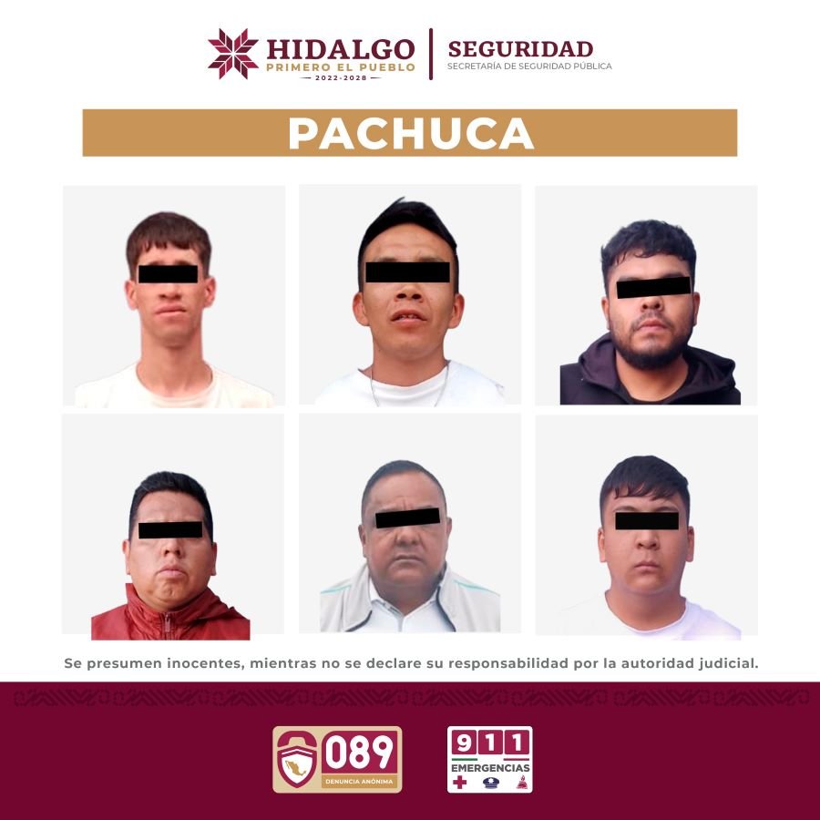Por Robo y Asalto, SSPH Detiene a Seis Personas en Pachuca
