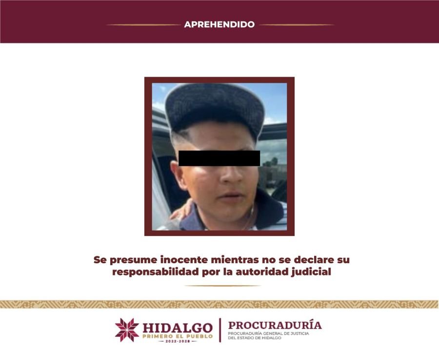 Aprehende PGJEH a persona investigada por homicidio doloso calificado, asalto equiparado agravado y robo