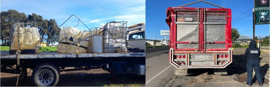 Policía Estatal Asegura Vehículo y Controla Derrame de Hidrocarburo