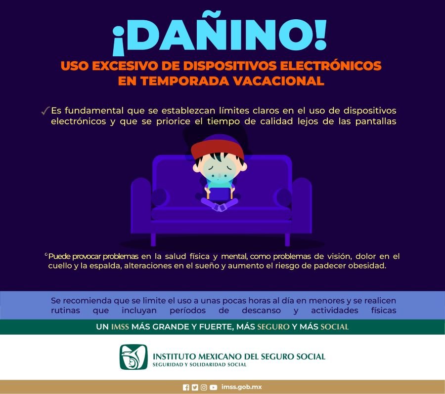 Previene IMSS Hidalgo Acerca Del Uso Excesivo de Dispositivos Electrónicos en Temporada Vacacional