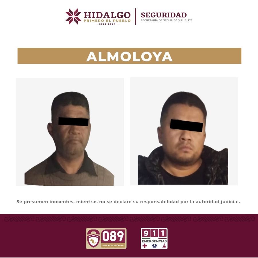 Asegura SSP Hidalgo a dos personas presuntamente relacionadas con ilícitos