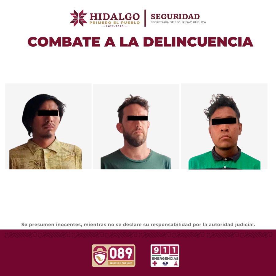 Asegura SSPH a Tres Sujetos Por Delitos Contra la Salud