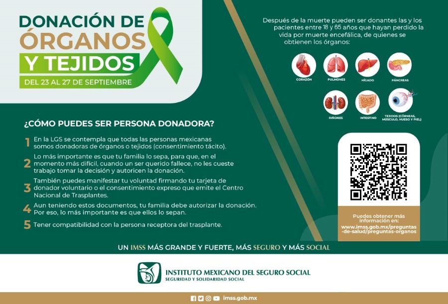 Conmemora IMSS Hidalgo Semana de la Donación de Órganos y Tejidos; Acto Altruista Que Ayuda a Salvar Vidas
