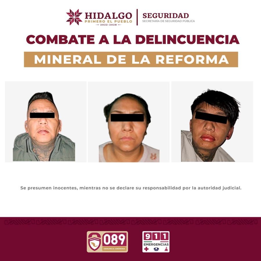 Detiene SSPH a tres personas por narcomenudeo en Mineral de la Reforma