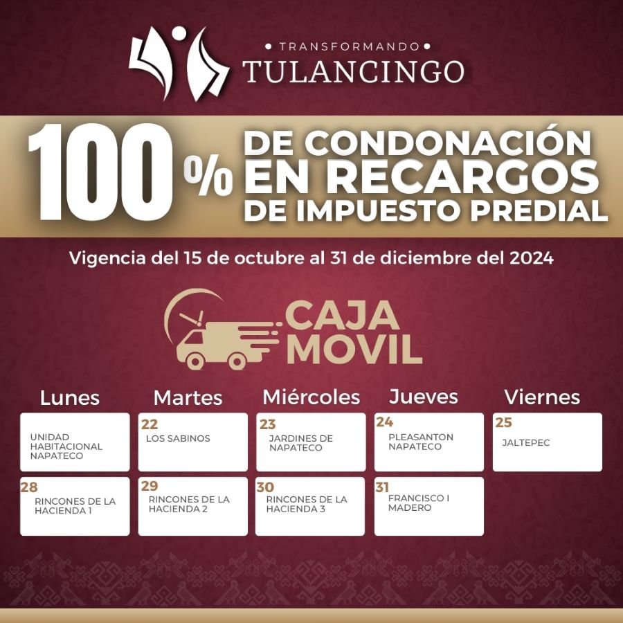 En Tulancingo Inicia Campaña de Condonación de Recargos al 100% en Impuesto Predial