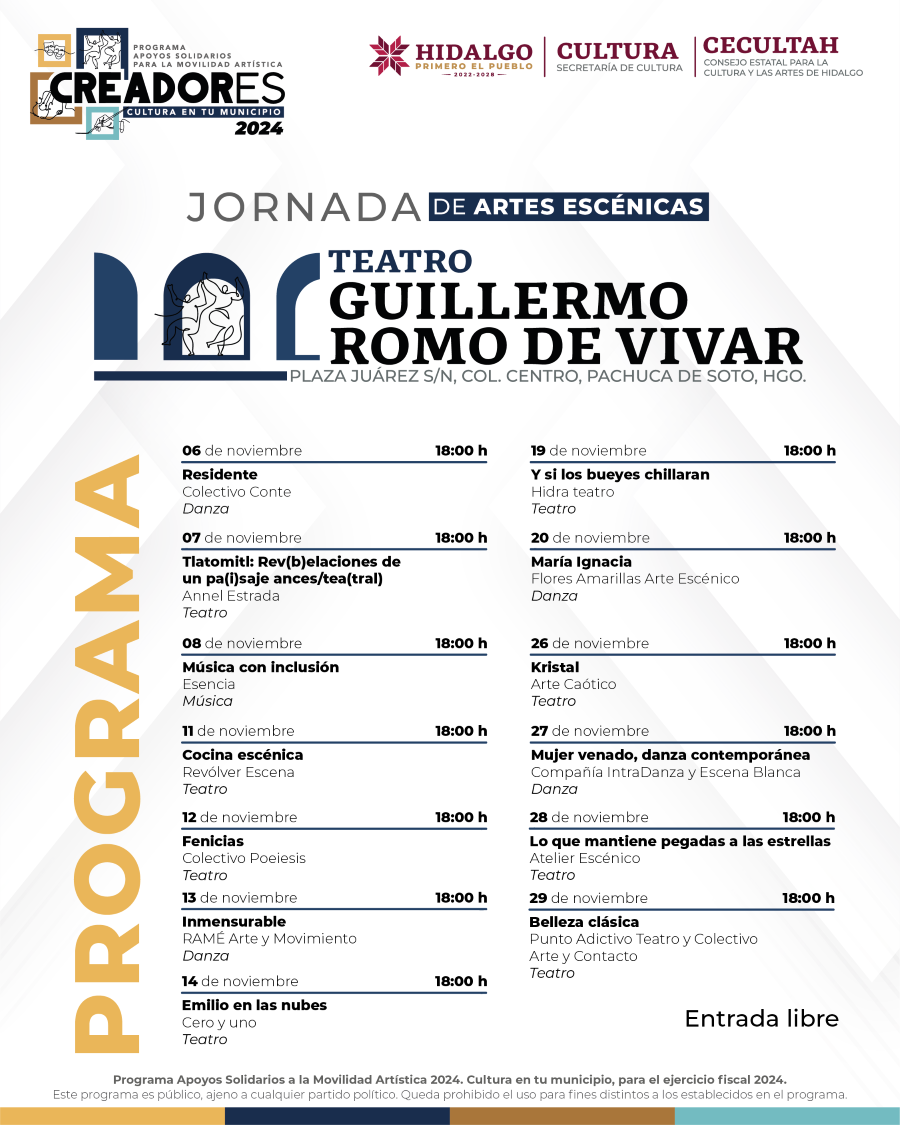 Inician Jornadas de Artes Escénicas en el Teatro Guillermo Romo de Vivar