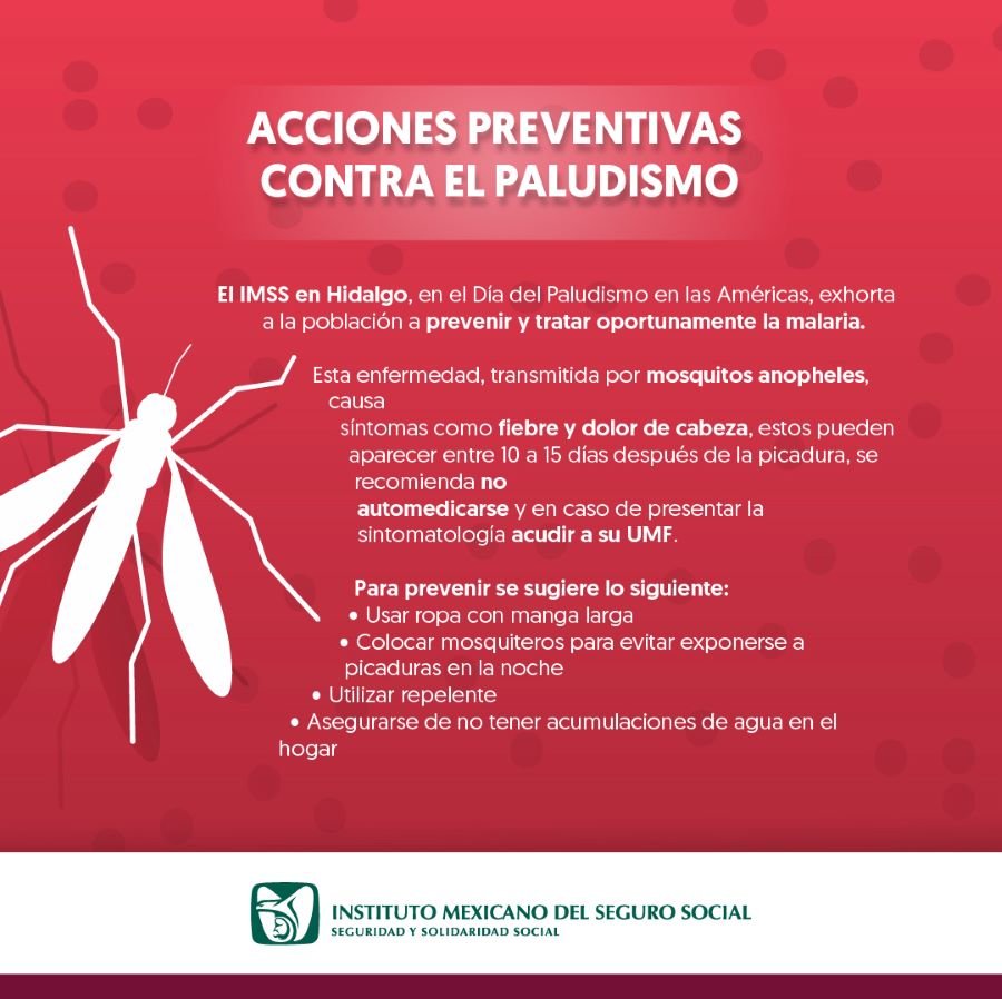 Promueve IMSS Hidalgo Acciones Preventivas Contra El Paludismo