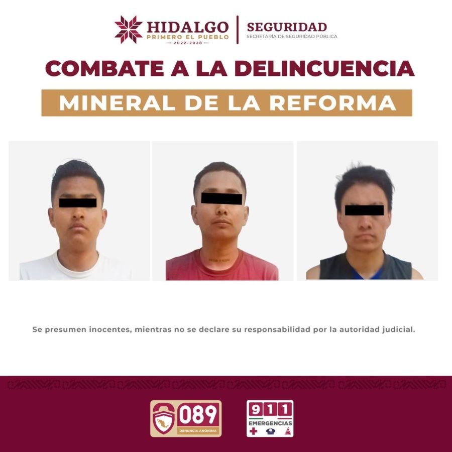 SSPH Asegura a 3 Individuos Tras Presunto Robo a Casa Habitación