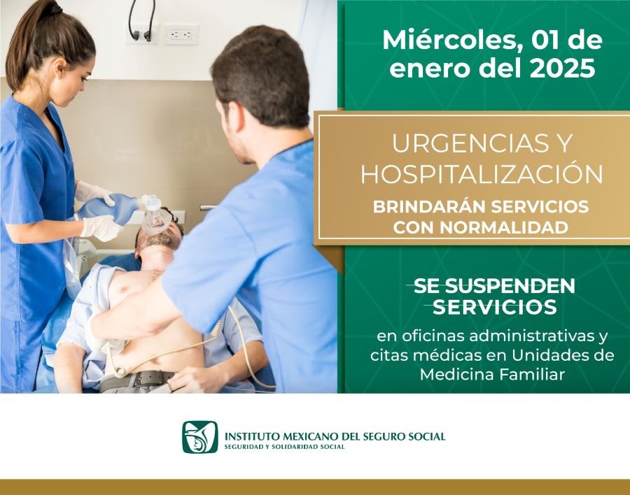 Atenderá IMSS Hidalgo Servicio de Urgencias Con Normalidad en Año Nuevo 2025