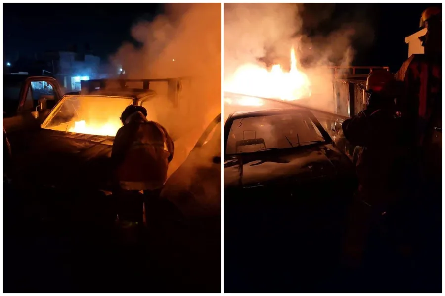 Incendio de 9 vehículos en la colonia Piracantos en Pachuca
