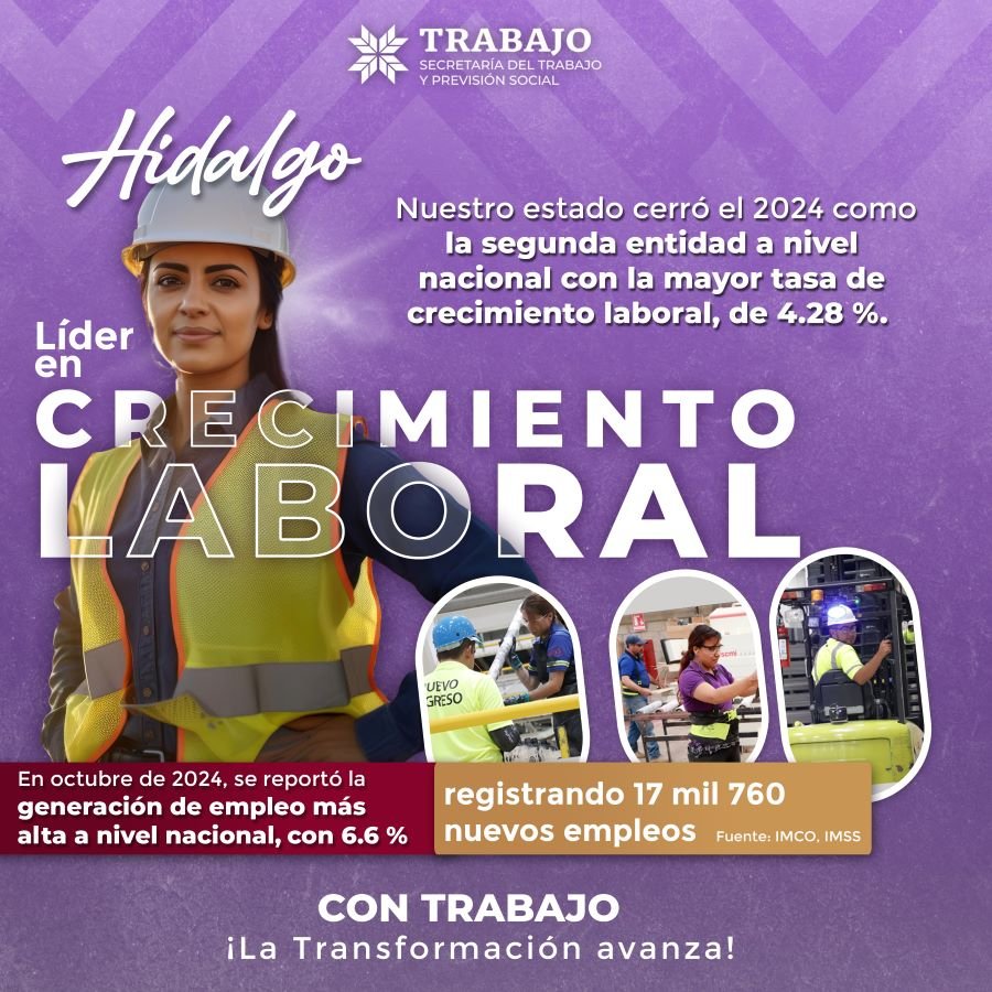 Hidalgo Cierra 2024 Como el Segundo Estado a Generador de Empleos