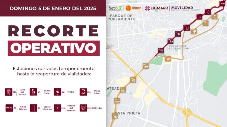 Recorte Operativo del Tuzobús Para el 5 de Enero