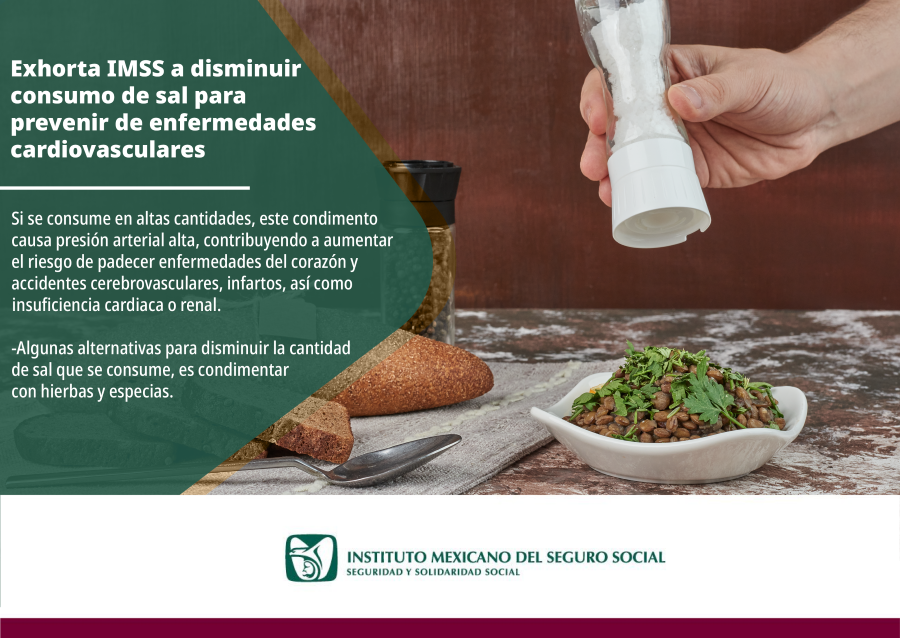 Exhorta IMSS Hidalgo a Disminuir Consumo de Sal Para Prevenir Enfermedades Cardiovasculares