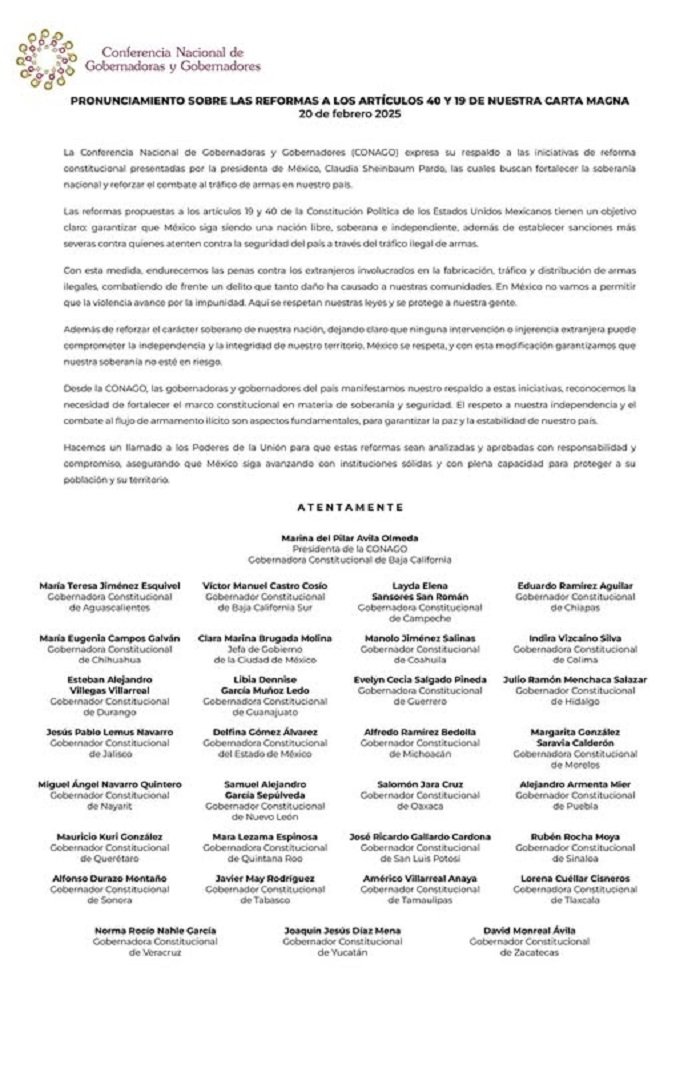 Julio Menchaca respalda reformas para fortalecer soberanía y combatir tráfico de armas